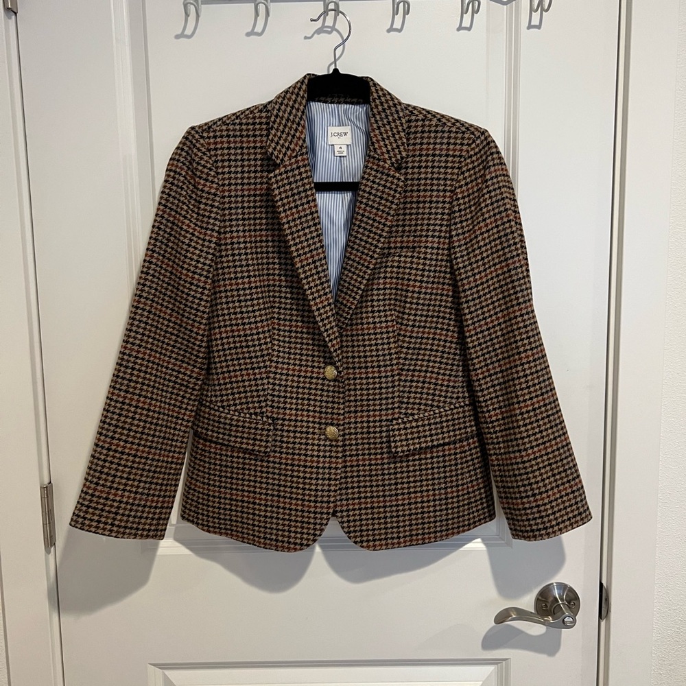 J. Crew Brown Houndstooth Blazer